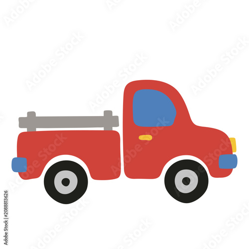 Cartoon Red Pickup Truck Illustration