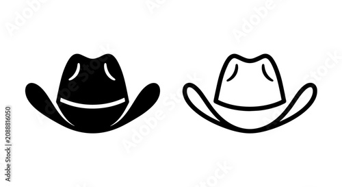 Cowboy hat minimalist graphic icon set with accessory headwear clothing westerner