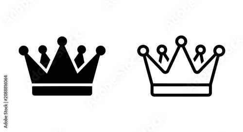 Photos Ornate royal crown solid and outline vector icons with monarchy detailed isolate