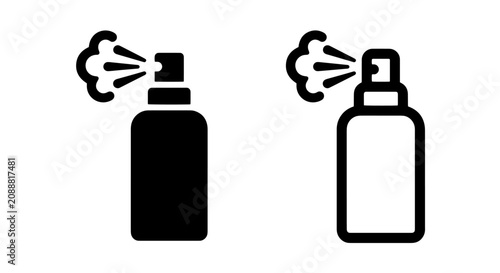 Bild auf Leinwand Spray bottle icon set with atomizer nozzle and mist detail atomizer dispenser