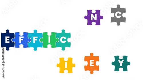 Colorful Jigsaw Puzzle Pieces Assembling to Spell 'Efficiency' Word Concept