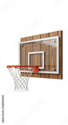 Rustic Wooden Basketball Hoop with Net Isolated Clean Isolated