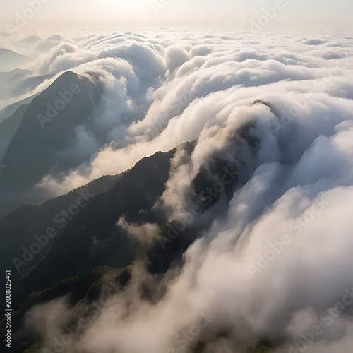 Rolling cloud sea above mountains