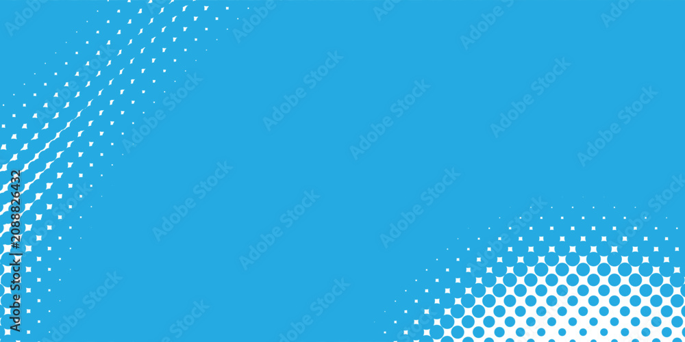 Fototapeta premium Cyan Blue Halftone Background with White Curved Dot Corners and Spacious Center creative graphic design eps10