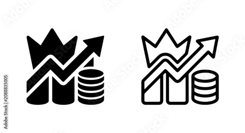 Financial growth strategy and economic success icon set with investment, business