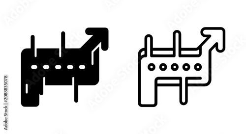 Business performance progress chart arrow icon solid and line with business, progress