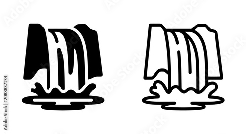 Cuadro en lienzo Waterfall nature landscape icon set with waterfall landscape environment outdoor