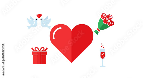 Red heart symbol love icon graphic.