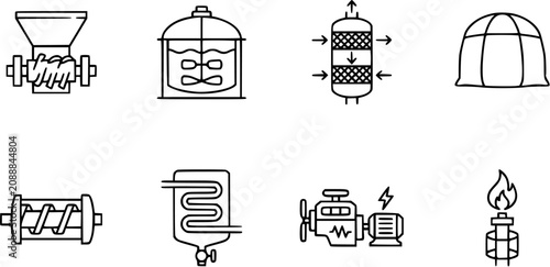 Konstfotografi Industrial Icons: Screw Conveyor, Agitator, Filter, Dome, Auger, Heat Exchanger,