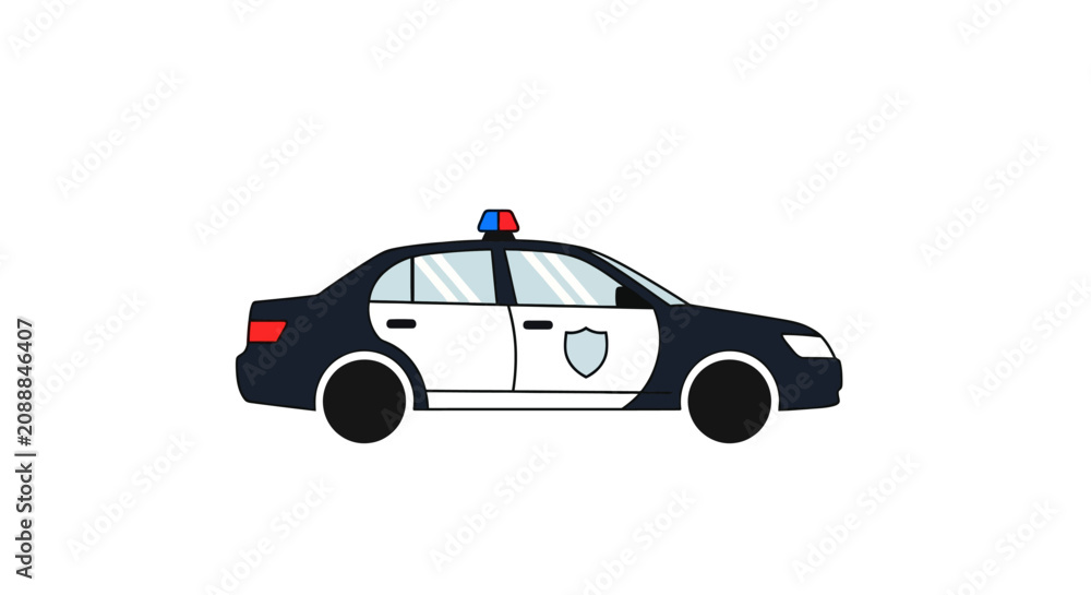 Obraz premium Police Car Emergency Vehicle Side View.
