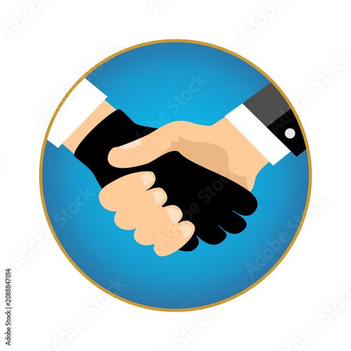 handshake icon on blue