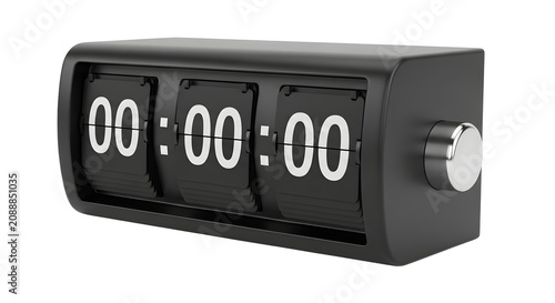 Black Mechanical Countdown Timer with Flip Numbers and Silver Knob