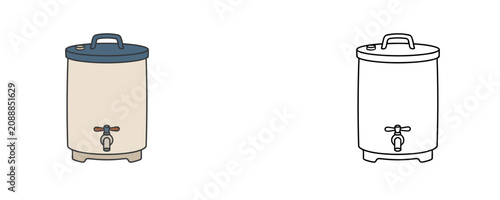 Vászonkép Vector cartoon brine tanks illustration in blue beige and black colors containin
