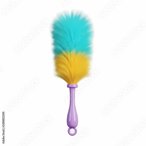 Colorful Feather Duster with Purple Handle for Cleaning and Dusting
