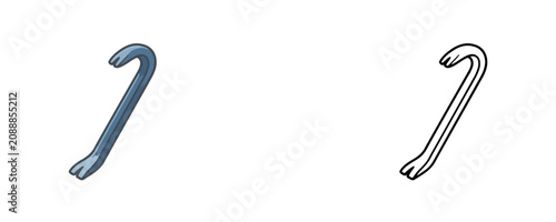 Quadro em tela Vector cartoon crowbar illustration in blue and black outline colors with curved