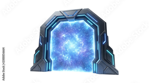 Futuristic scifi portal with glowing energy vortex.