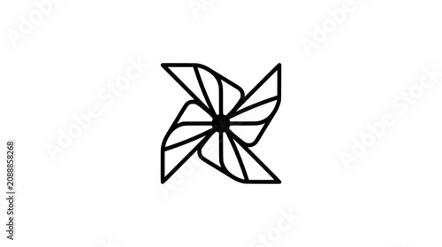 Konstfotografi Minimalist outline of a pinwheel toy on a white background, simple design