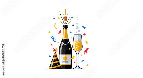 Foto Champagne Bottle and Party Celebration.