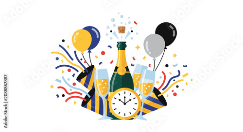 Foto Champagne Bottle and Party Celebration.