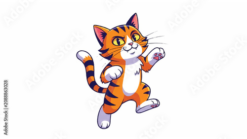 Quadro su tela Cartoon Orange Tabby Cat Playing.