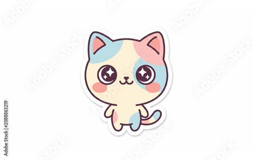 Cute cartoon cat with colorful fur.