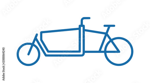 Foto Blue Line Art Cargo Bike Icon Isolated on White Background