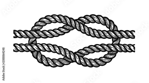 Tableau sur toile Detailed illustration of a double figure eight knot tied with thick rope, isolat