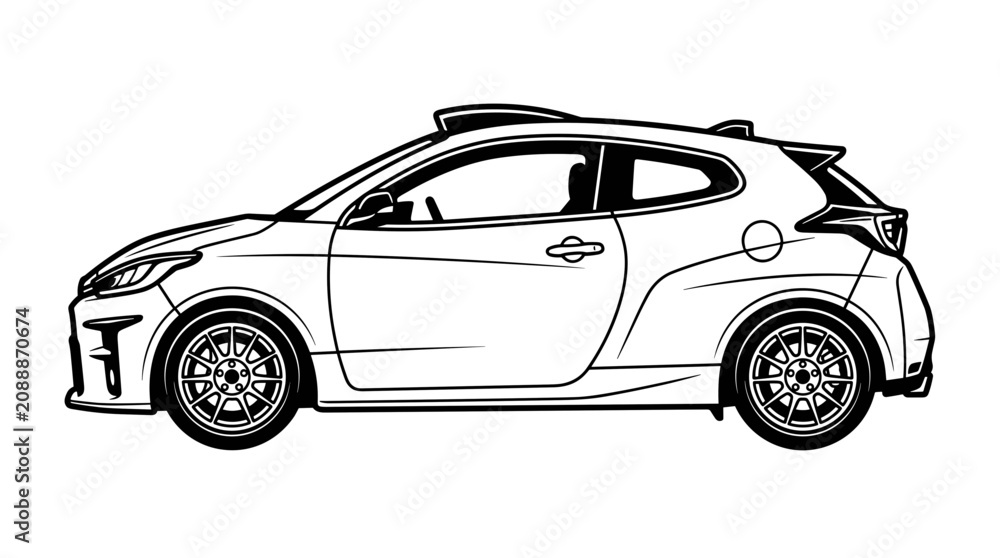 Fototapeta premium Modern Sporty Car Illustration Side View.
