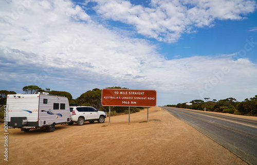 90 Mile Straight Western Australia SUV towing a caravan outback Australia