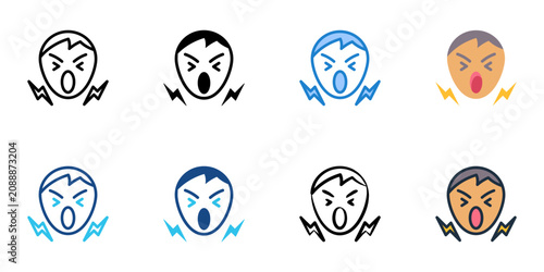 Photos Hostility icons set multiple style collection. Editable stroke