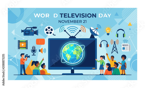 World Television Day, global communication, broadcasting icons, media symbols, November 21