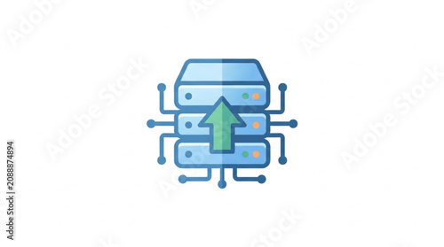 Fotografija Server data upload icon with upward arrow and circuit board connections