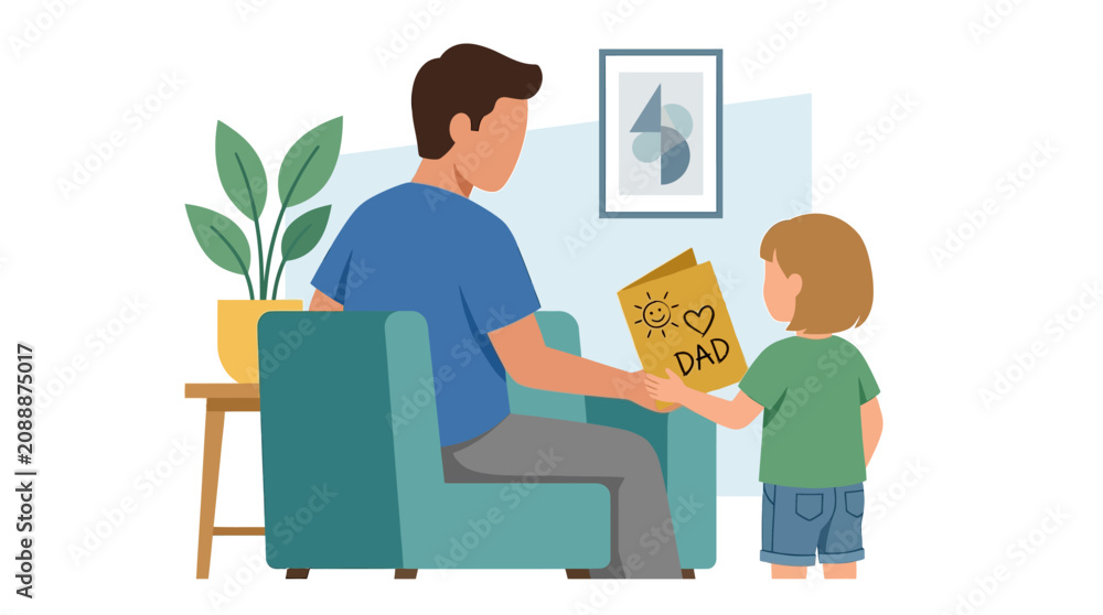 Fototapeta premium Man and boy reading.