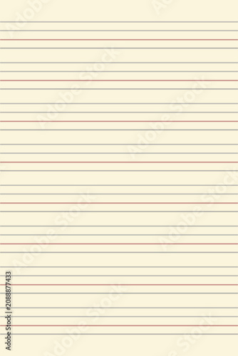 Handwriting practice paper template with three lines background