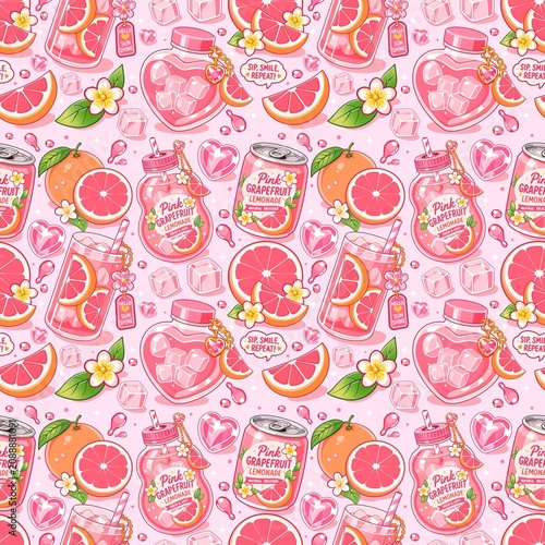 Pink grapefruit drink seamless 