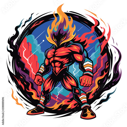Quadro su tela Fiery Super Saiyan Warrior in Dynamic Action Pose.