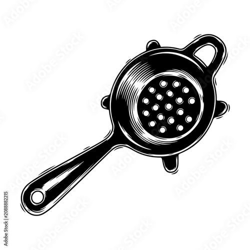 Vintage Cocktail Strainer Illustration.