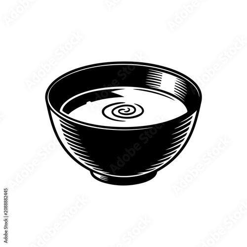 Stylized Illustration of a Bowl of Soup with Swirl.