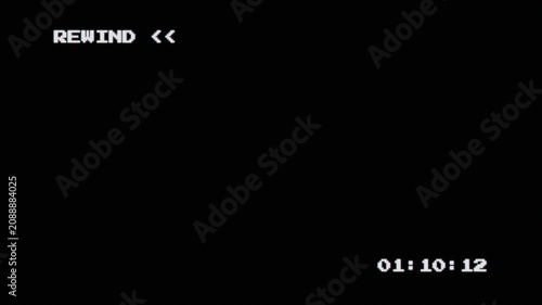 Vintage VHS Home Video Backtrack Interface featuring Glitch Static and Decrementing Digital Counter for Retro Content Editing 4k video