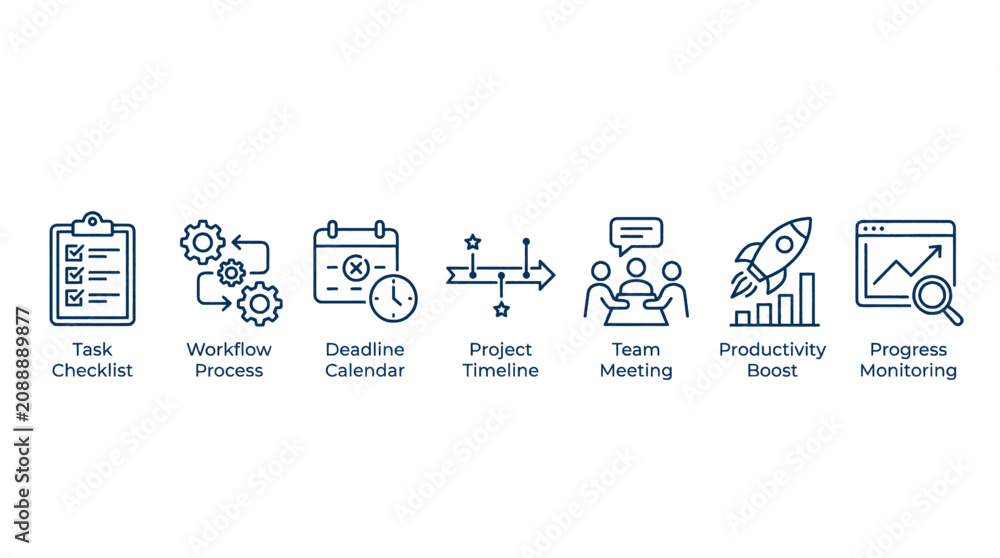 Foto Illustration of a step-by-step software development and data analysis process flow
