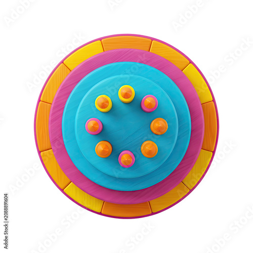 Colorful concentric circles with knobs