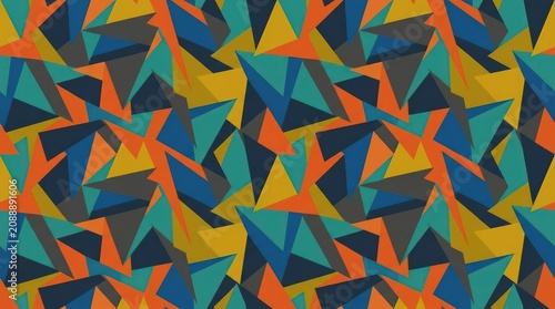 Modern Seamless Geometric Triangle Pattern Background in Teal and Orange