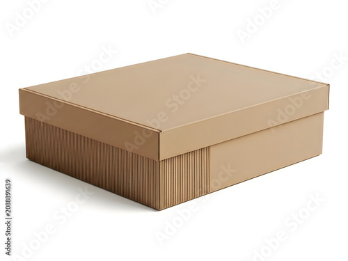 Closed rectangular cardboard box container isolated on white background