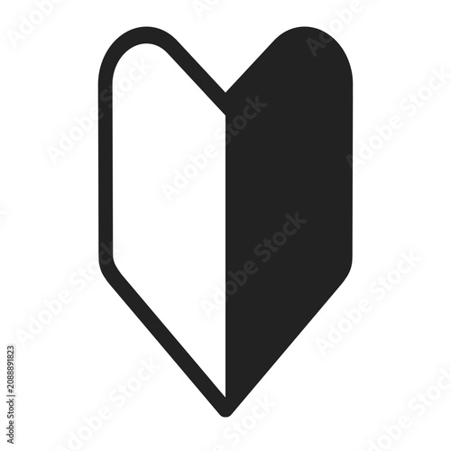 Bild auf Leinwand 初心者マーク　若葉マーク　アイコン　モノクロ　シンプル　Japanese beginner driver mark icon, Wakaba symbol