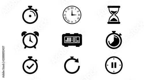 Collection of various clock icons.