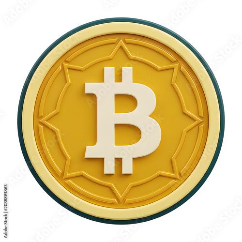 Bitcoin symbol coin isolated on transparent background