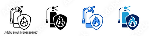 Foto fire prevention icon set multiple style collection