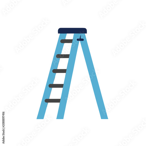 Blue Stepladder Flat Vector Icon
