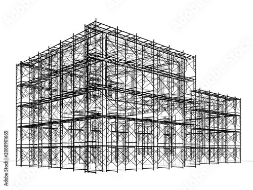 3D illustration of building and construction