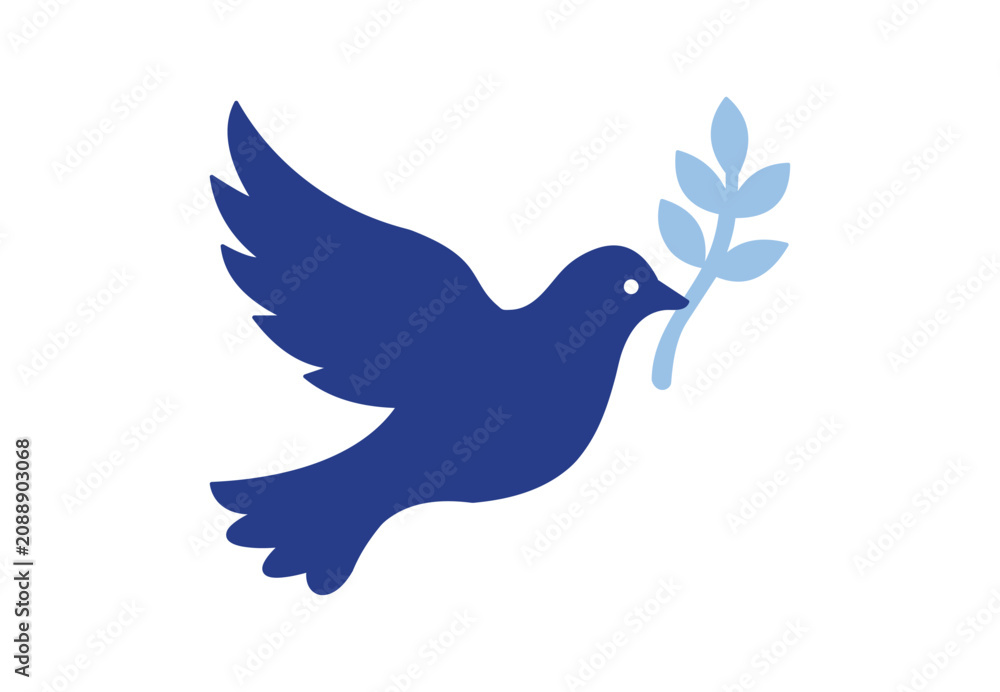 Obraz premium Peace Dove with Olive Branch and Freedom Icon